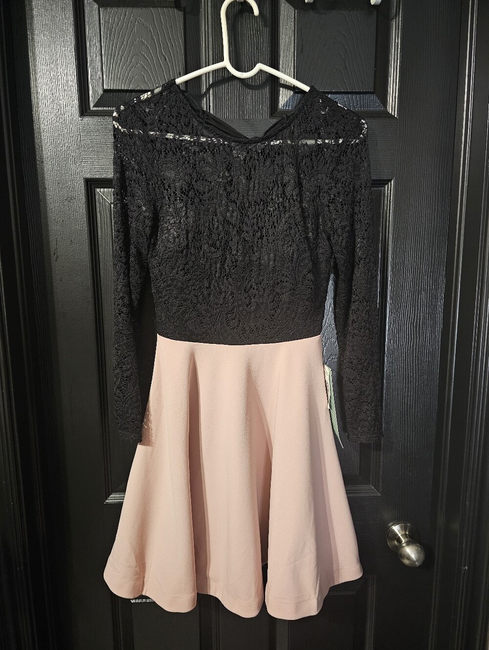 Elegant Two-Tone Lace Fit & Flare Dress - Black Top, Blush Skirt, JCP.com
